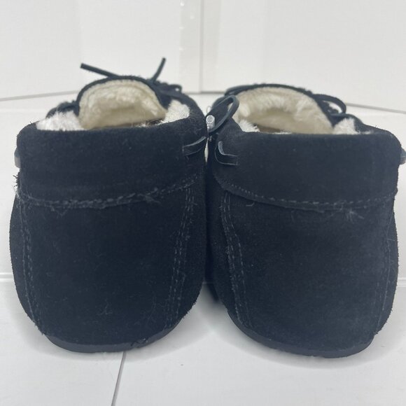 Minnetonka Womens Black Suede & Faux Fur Lined Moccasin Slippers Size 10M - Picture 4 of 8